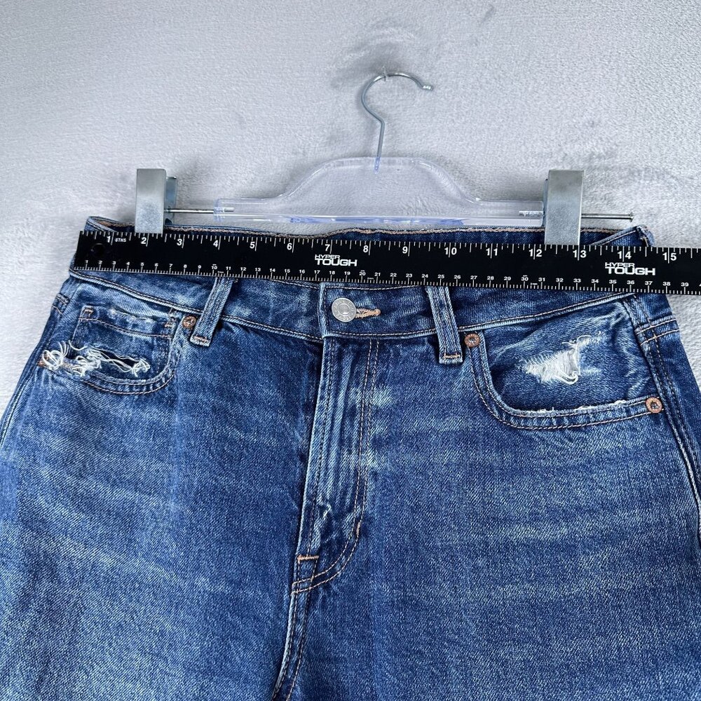 American Eagle Strigid Mom Jeans Womens 4 Regular Distressed Medium Wash Blue - Picture 7 of 12